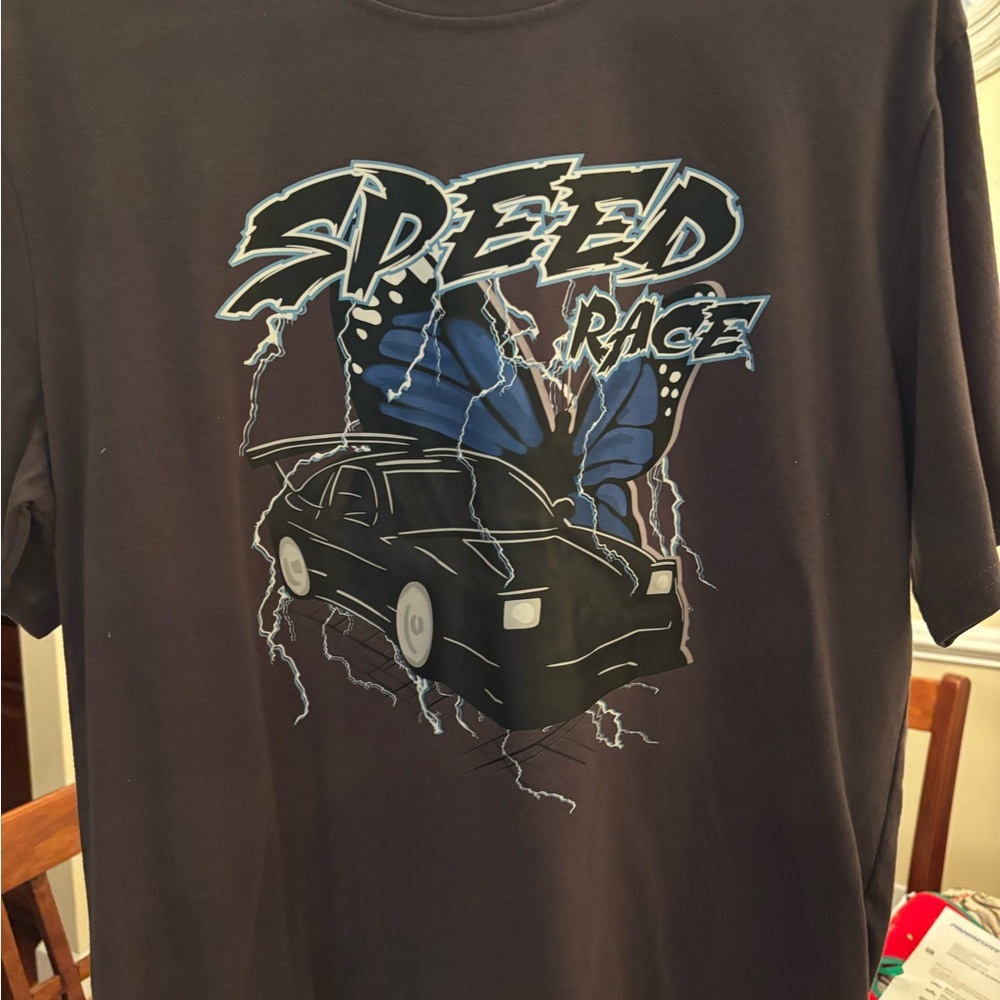ROMWE Speed Race Graphic Tee - Dark Gray